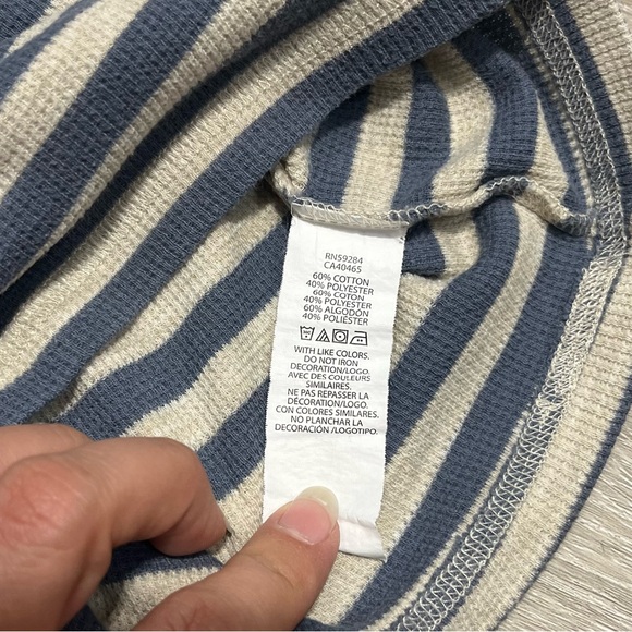 Children's Place Blue Grey Stripe Long Sleeve Thermal Waffle Knit Lg 10/12 - Picture 3 of 5